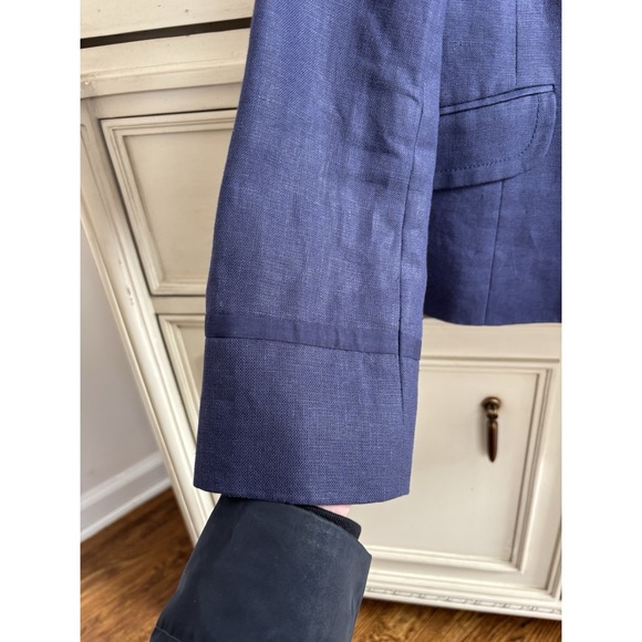 J. Crew Navy Linen Button Up Blazer Women's Size 6 Nautical Profession Career - Picture 4 of 7